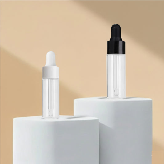 15ML Clear Borosilicate Glass Bottle with Black and White Glossy Dropper