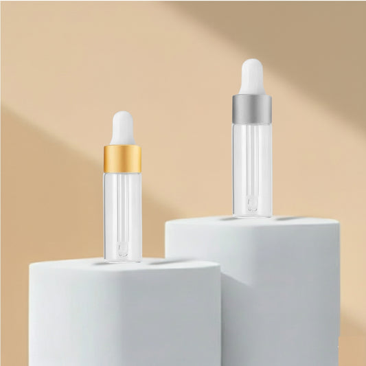 15ML Clear Borosilicate glass Bottle Golden Matt or Silver Matt Dropper