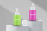 30ML Coated Flat Shoulder Serum Bottle with White Dropper (Pink &amp; Light Green)