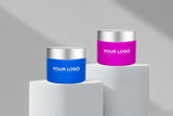 50g Custom Coated Glass Jar with Silver Matte Cap (Dark Blue &amp; Pink)