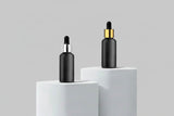 Aesthetic Pack 30ML Black Matte Glass Bottle with Gold & Silver Dropper – 18mm Neck