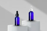 Glass-Bottle-Aesthetic Pack 30ML Blue Glass Bottle with Black &amp; White Dropper – 18mm Neck