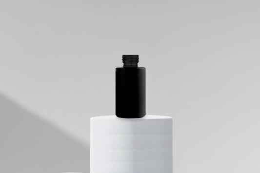 Aesthetic Pack 30ML Black Matte Flat Shoulder Glass Bottle – 20mm Neck