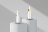 Glass Bottle Aesthetic Pack 30ML White Glossy Glass Bottle with Gold &amp; Silver Dropper