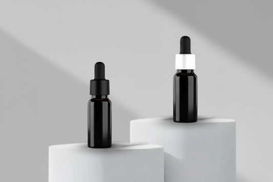 Aesthetic Pack 30ML Black Glossy Glass Bottle with Black & White Dropper