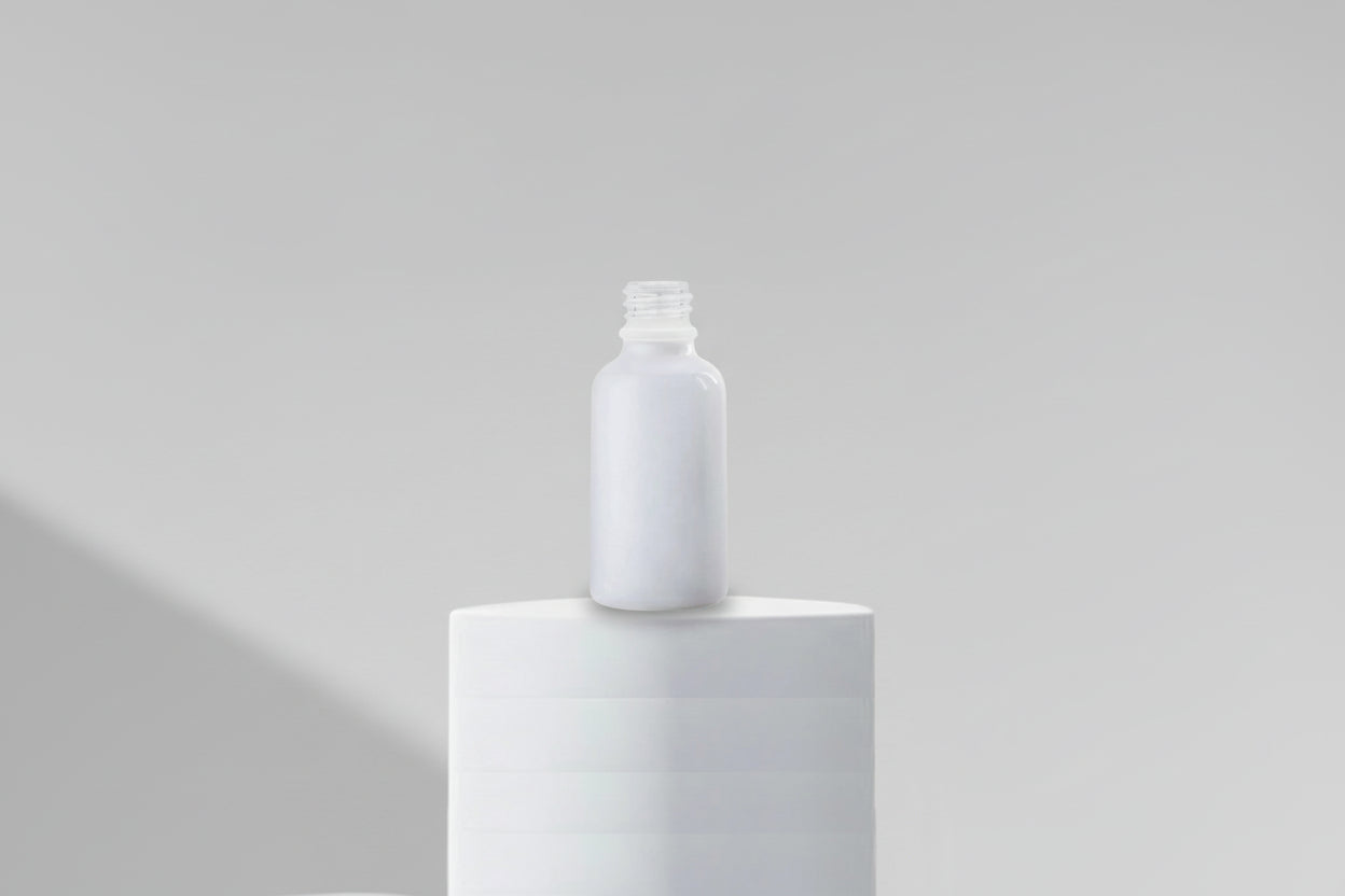 Glass Bottle Aesthetic Pack 30ML White Glossy Glass Bottle – 18mm Neck