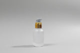 Aesthetic Pack – 30ml Clear Frosted Glass Bottle with Golden Serum Pump (20mm Neck)
