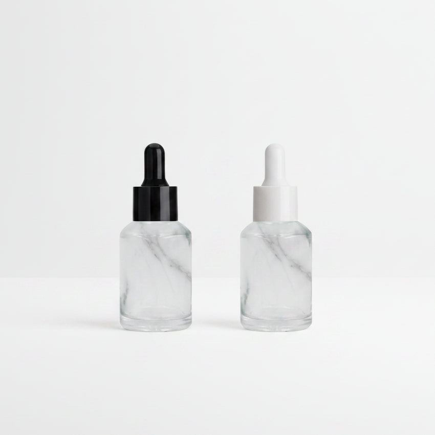 30ML Clear Slant Glass Bottle with Black / White Dropper