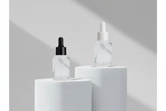 Aesthetic Pack – 30ML Clear Slant Glass Bottle with Black / White Dropper