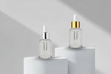Aesthetic Pack – 30ML Clear Slant Glass Bottle with Golden / Silver Dropper