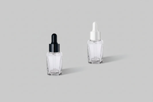 Aesthetic Pack – 30ML Clear Square Glass Bottle with 18mm Dropper
