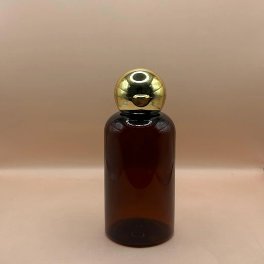 Pet Bottle AP 100ML PET Boston Bottle With 24/410 Dom Flip-Top Cap Golden Coating | Elegant Packaging for Personal Care