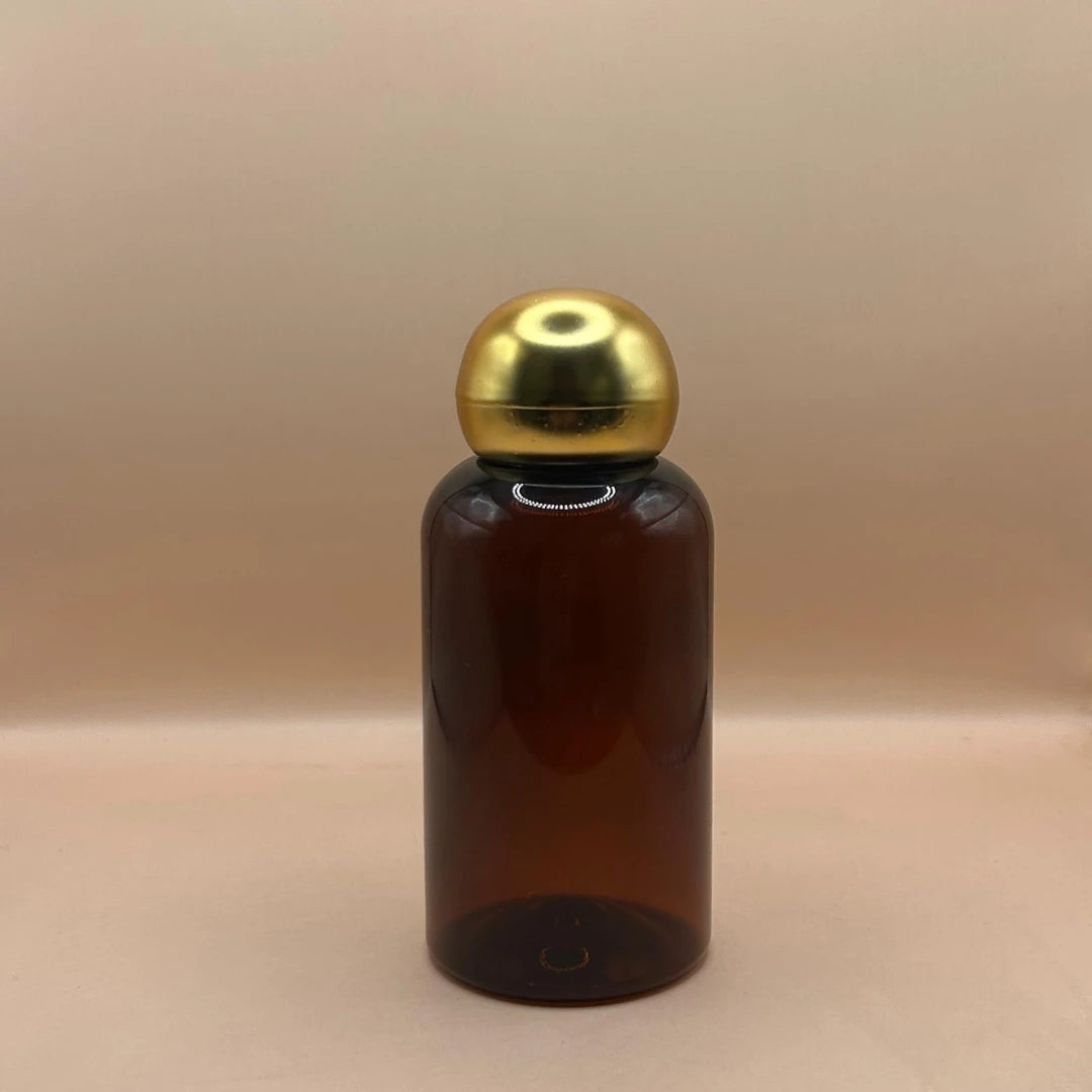 Pet Bottle AP 100ML PET Boston Bottle with 24/410 Dom Cap Matte Golden | Premium Packaging