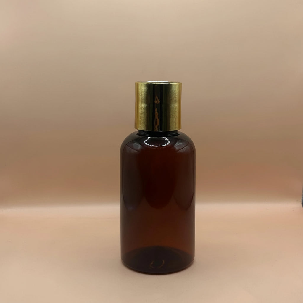 Pet Bottle AP 100ML PET Boston Bottle with 24/410 Disc-Top Cap Golden Coating | Perfect for Skincare & Personal Care