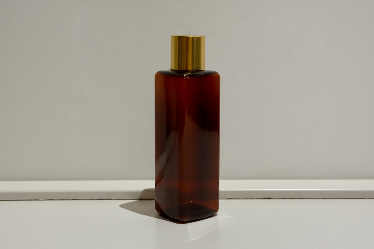 AP Cosmetic Square Pet Bottle with Screw Cap – Amber (100ml)