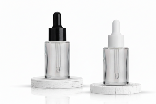 30ml Clear Flat Shoulder Glass Bottle with Dropper (20mm Neck)
