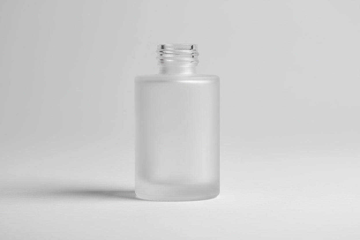 Aesthetic Pack – 30ml Clear Frosted Flat Shoulder Glass Bottle (20mm Neck)
