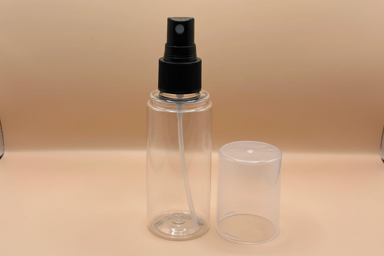 Pet Bottle AP 100ML PET Milan Bottle Clear with 24/410 Mist Pump and Over Cap Clear – Ideal for Skincare, Haircare, and Personal Care Products