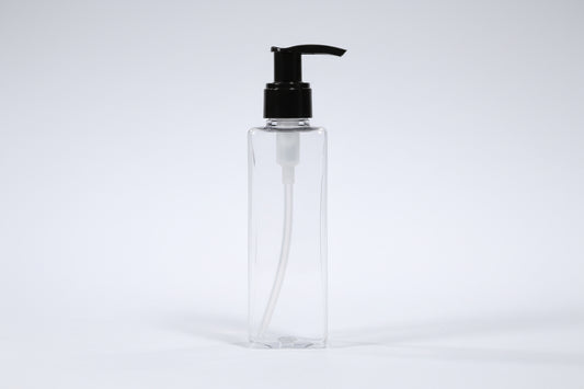 AP Square Czs Pet Bottle with Lotion/ Dispenser Pump – Clear (200ml)