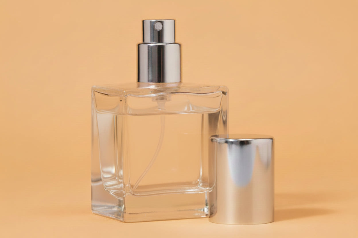 50 ml Hamar Perfume Glass Bottle + Silver Crimp Pump + Silver Cap + Crimping Tool AP