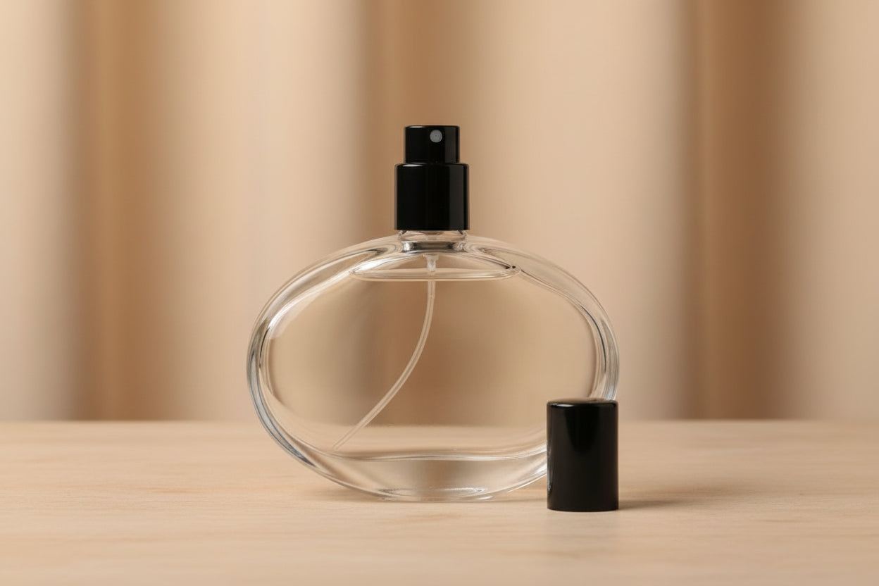 Glass Bottle 50 ml April Perfume Glass Bottle + Black Pump + Black Plastic Cap + Crimping Tool AP