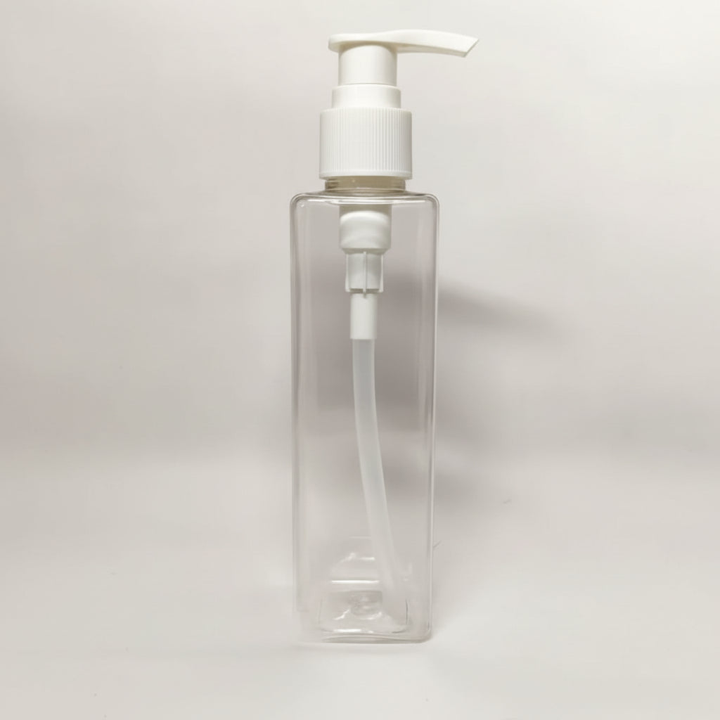 AP Square Czs Pet Bottle with Lotion/ Dispenser Pump – Clear (200ml)