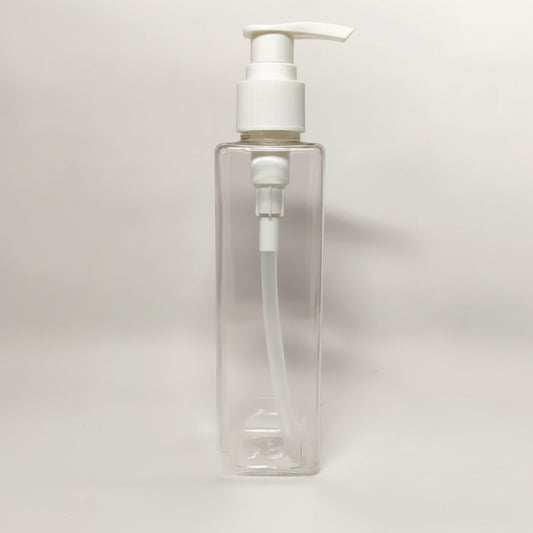 AP Square Czs Pet Bottle with Lotion/ Dispenser Pump – Clear (200ml)